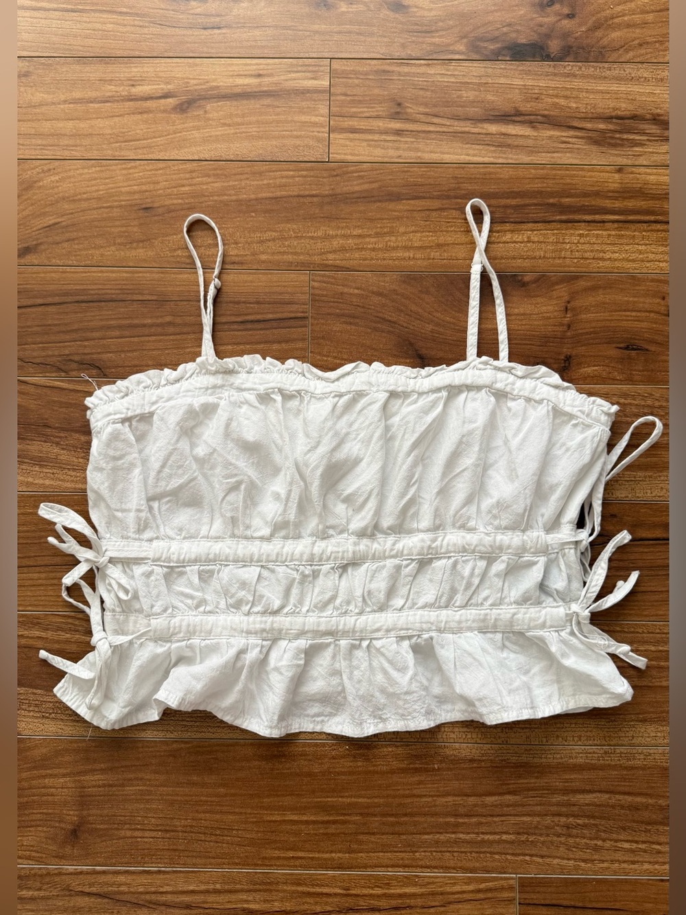 Cider White Ruffle Smocked Tie Side Cami Tank Top Size M